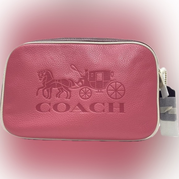 Coach Jes Crossbody Bag Pink Ruby Color-block Double Zip Camera Bag NWT 2019 - Picture 1 of 6